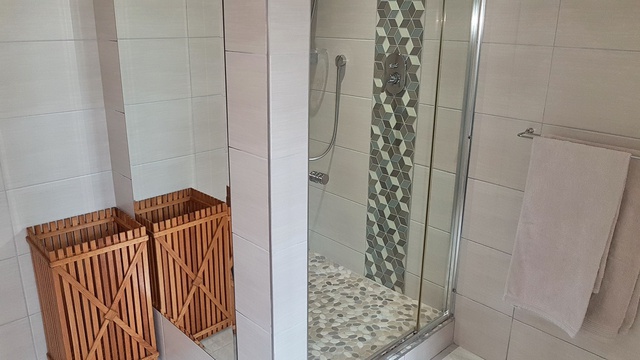 Bathroom with Shower, Basin and Toilet